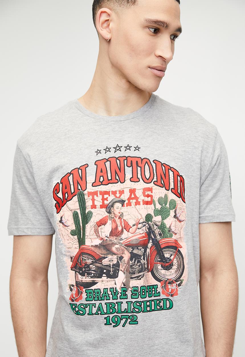 Brave Soul - T-Shirts - Light Grey Marl