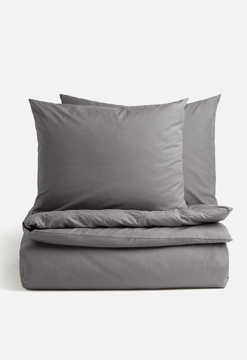 H&M - Cotton double/king duvet cover set - grey