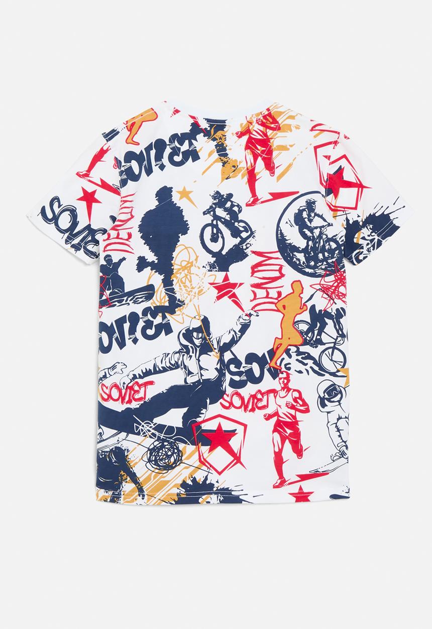 SOVIET - Boys crew neck rotary print  - white