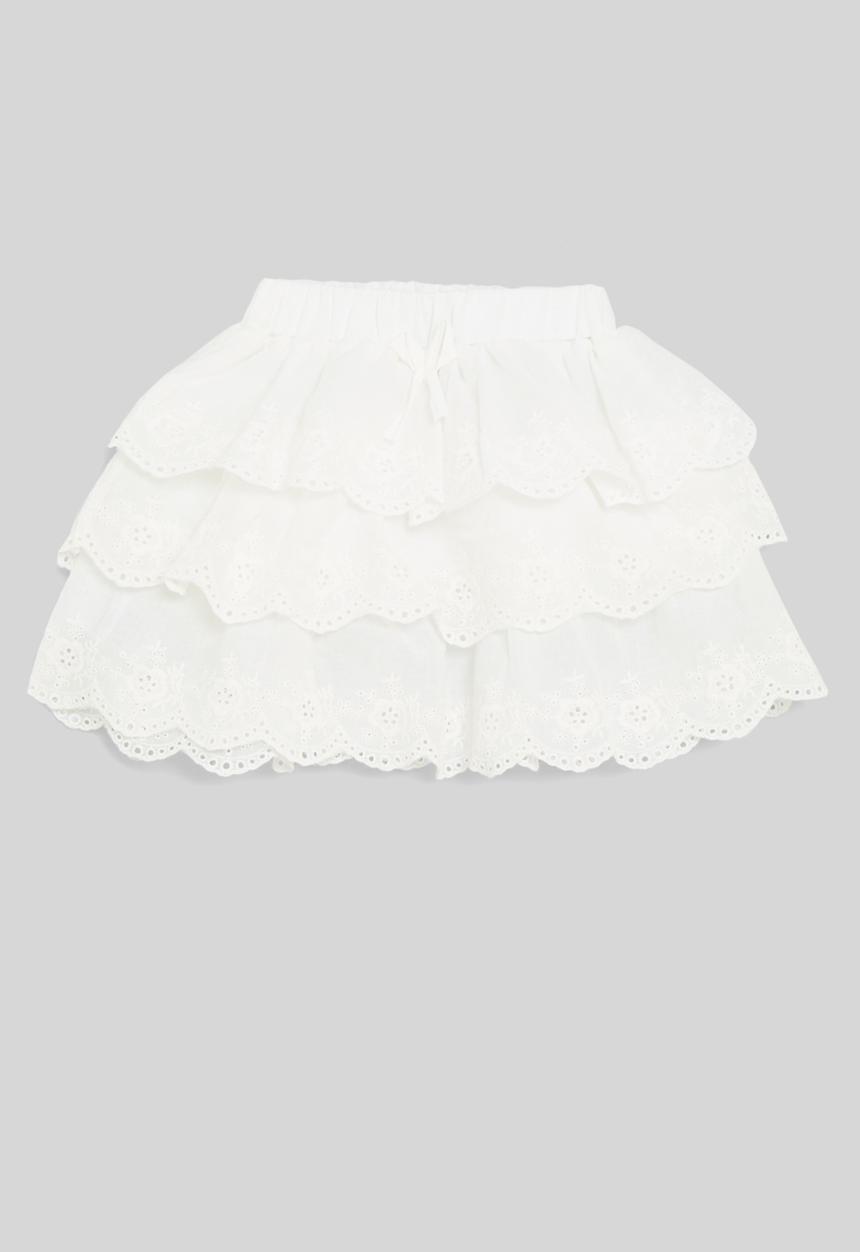 Pop Candy - Tiered anglaise skirt - white