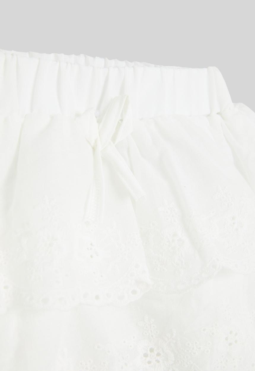 Pop Candy - Tiered anglaise skirt - white