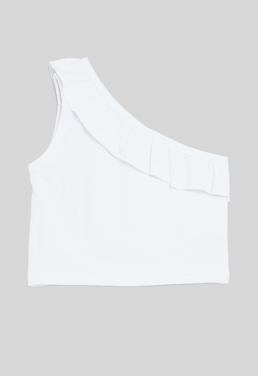 Pop Candy - Frilled asymetrical top - white