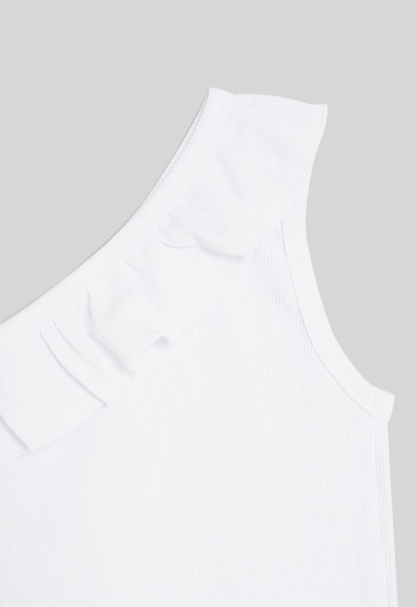 Pop Candy - Frilled asymetrical top - white