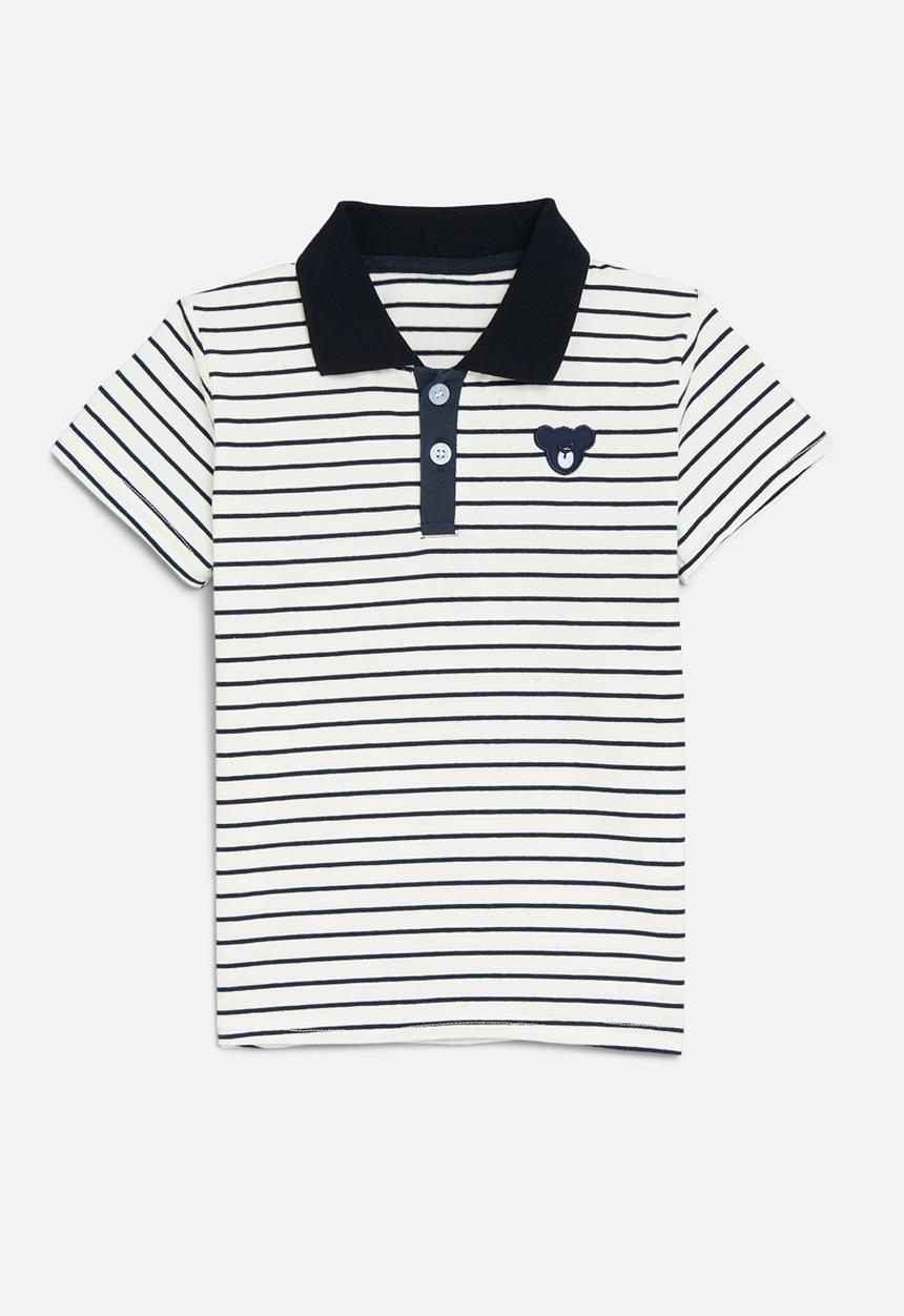 Pop Candy - Striped golf shirt - blue & white