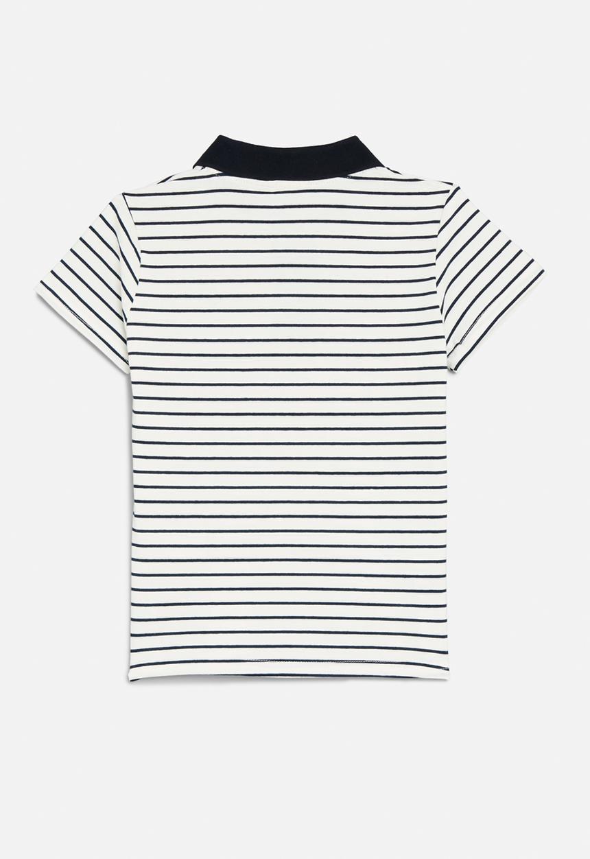 Pop Candy - Striped golf shirt - blue & white