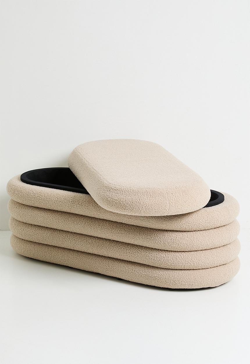 Sixth Floor - Parker storage ottoman - Caramel boucle