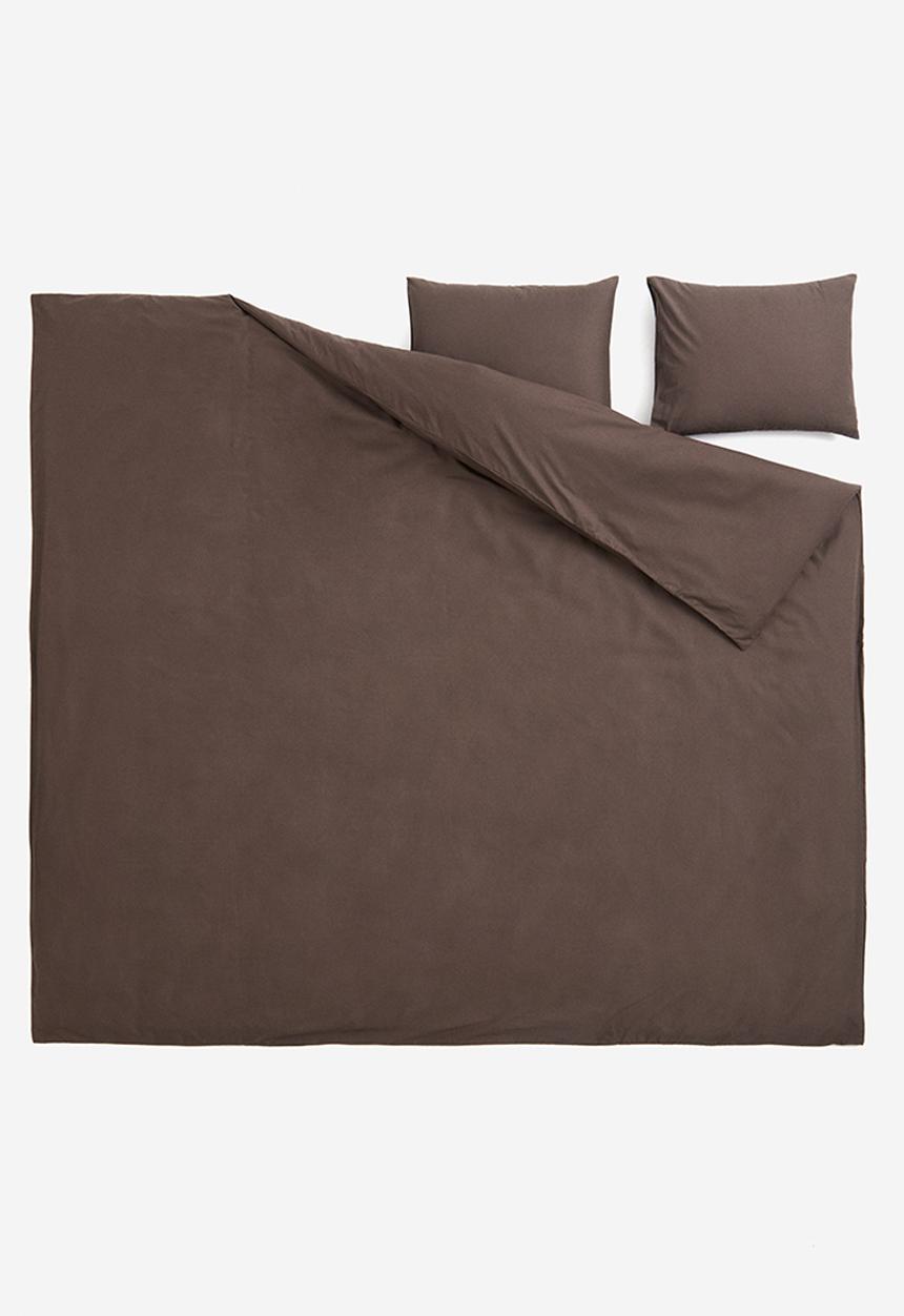 H&M - Cotton double/king duvet cover set - dark brown
