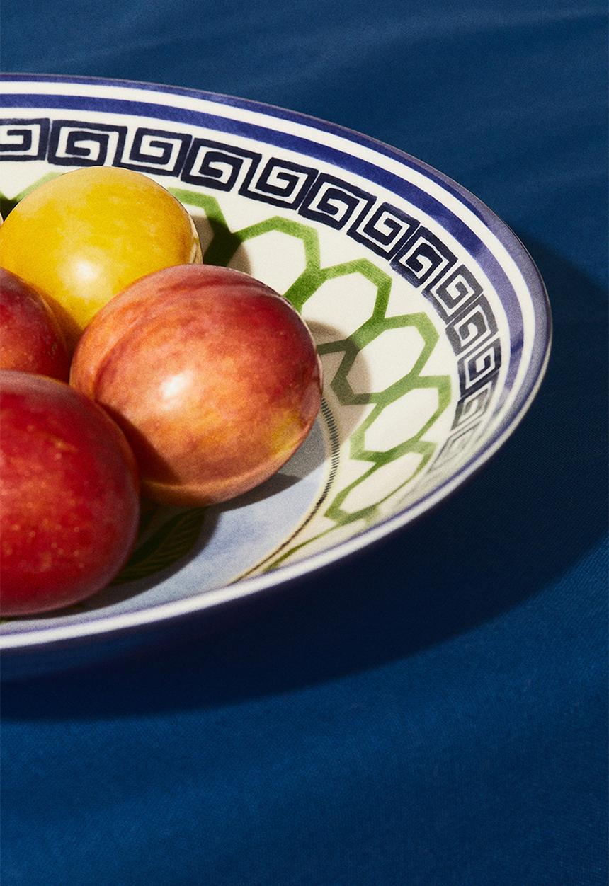 H&M - Porcelain serving bowl - dark blue & green
