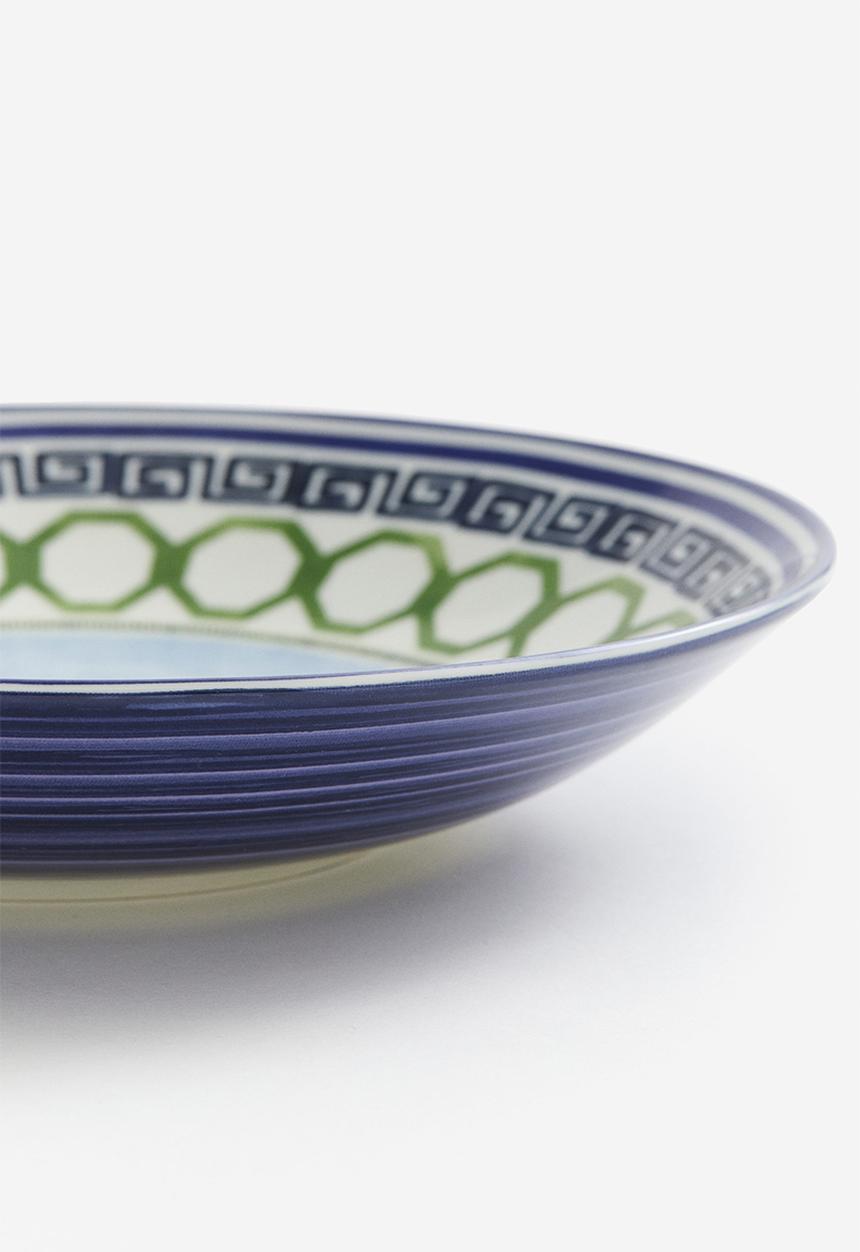 H&M - Porcelain serving bowl - dark blue & green