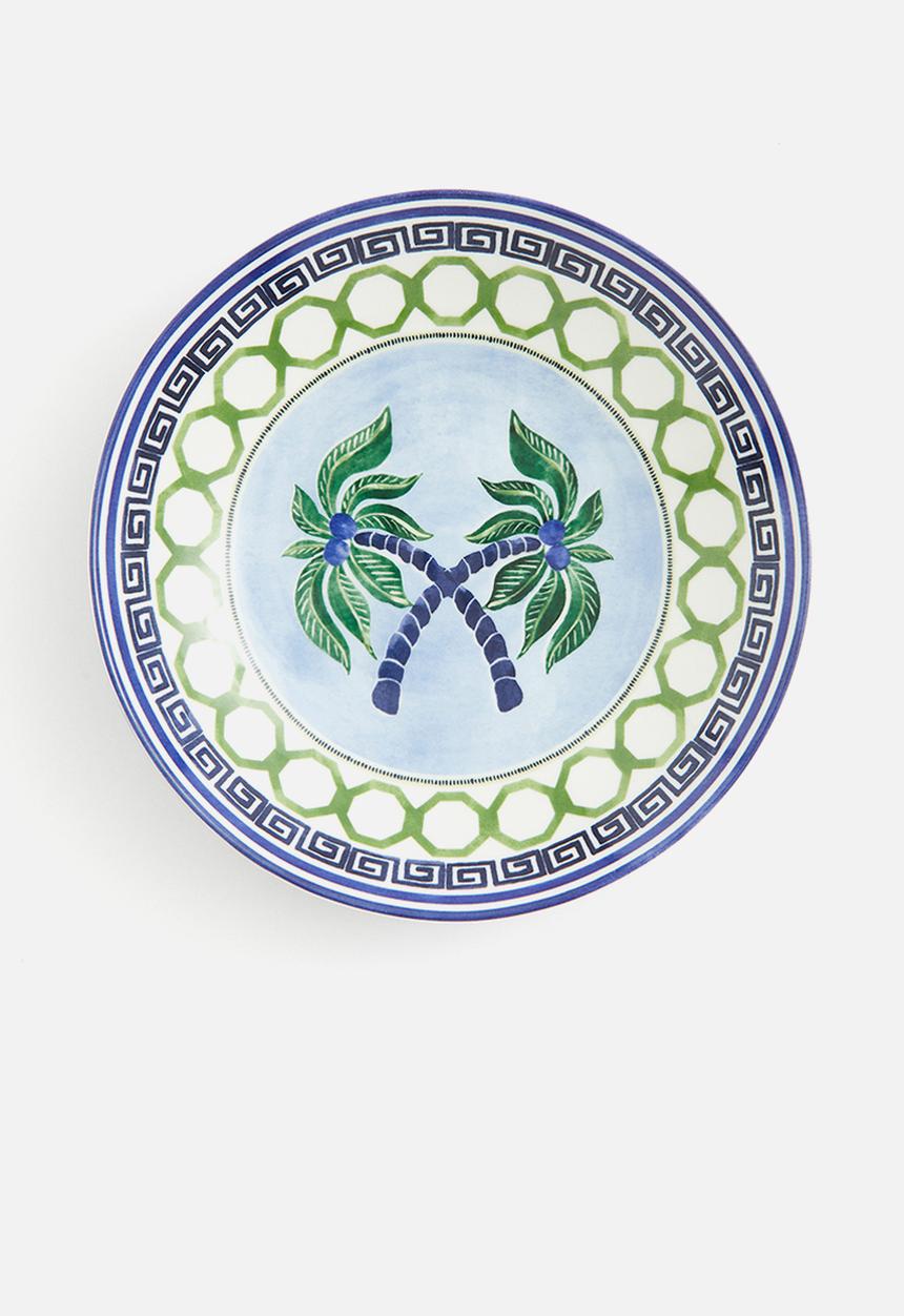 H&M - Porcelain serving bowl - dark blue & green