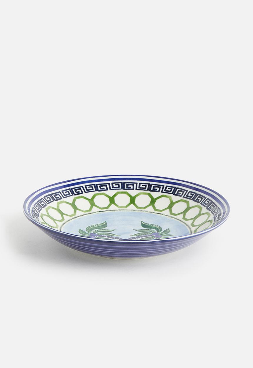 H&M - Porcelain serving bowl - dark blue & green