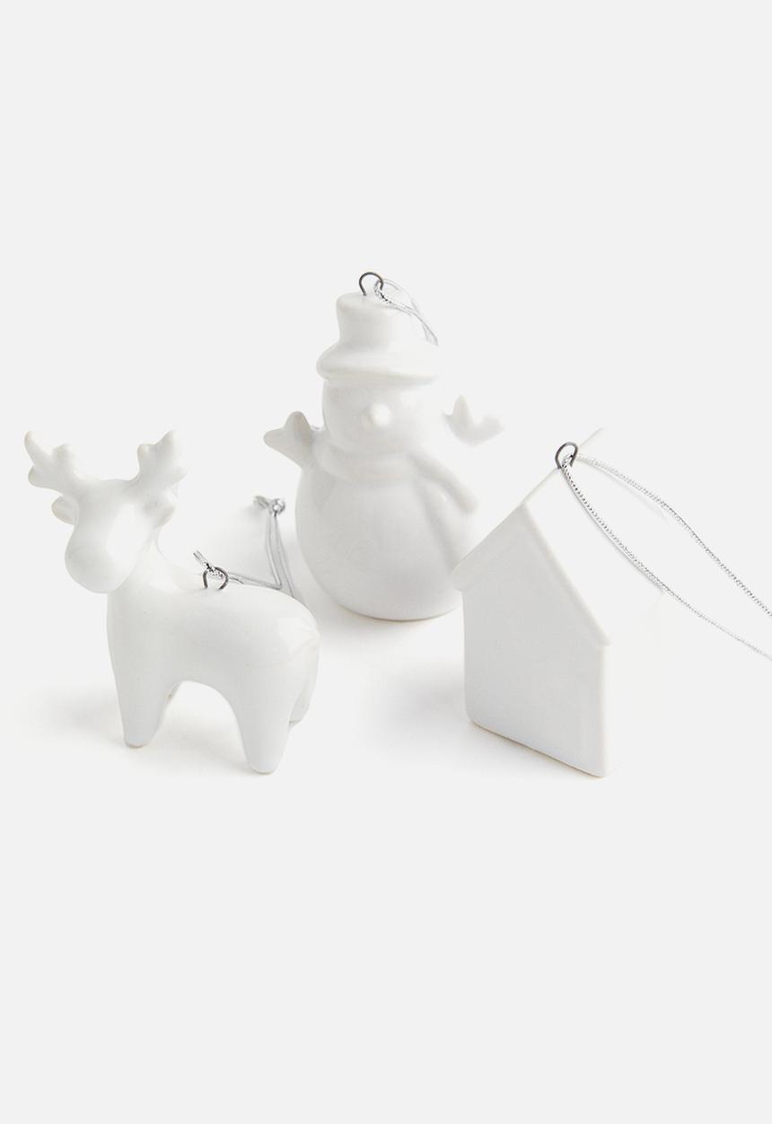 H&M - 3 pack christmas ornaments - white