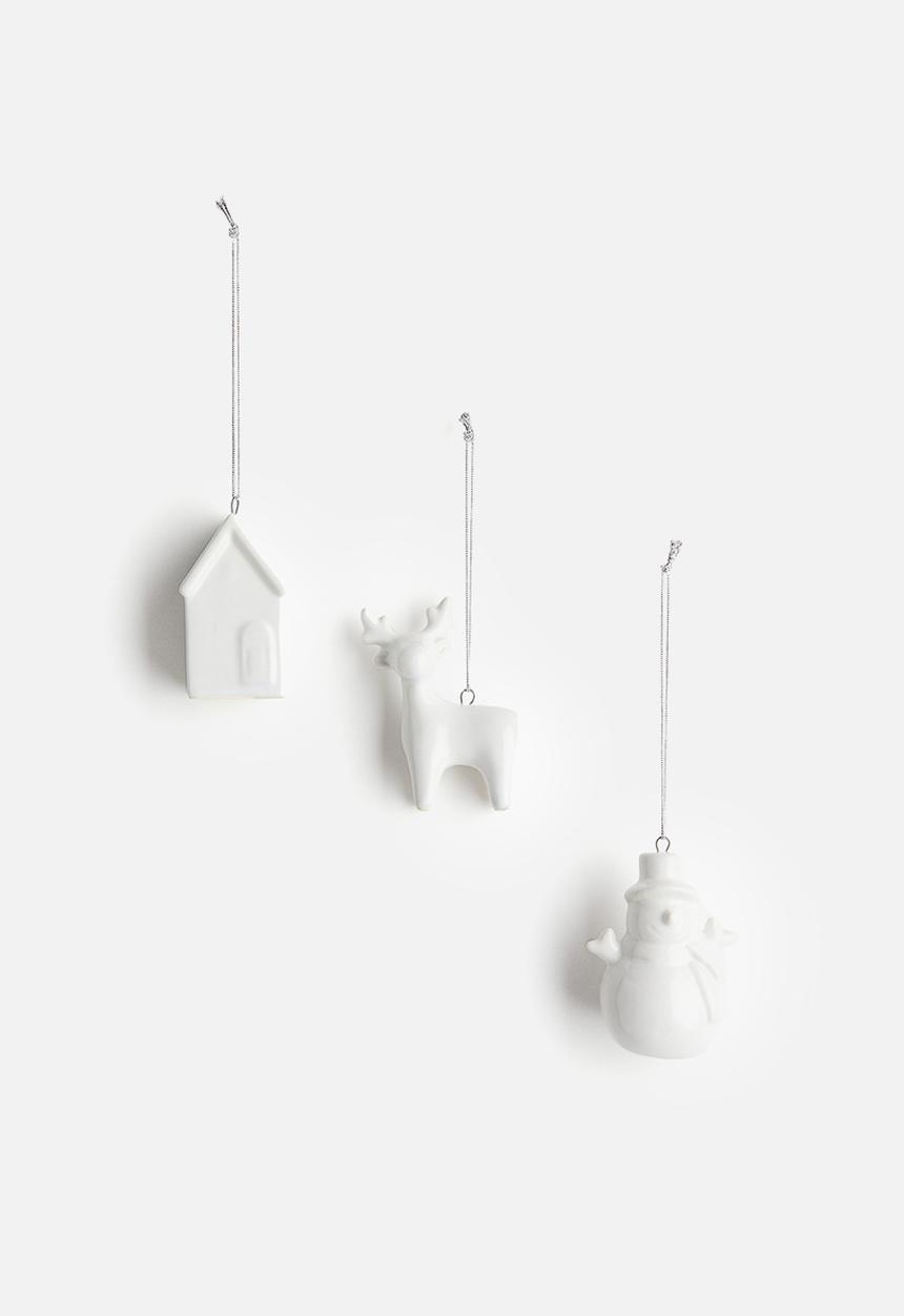 H&M - 3 pack christmas ornaments - white