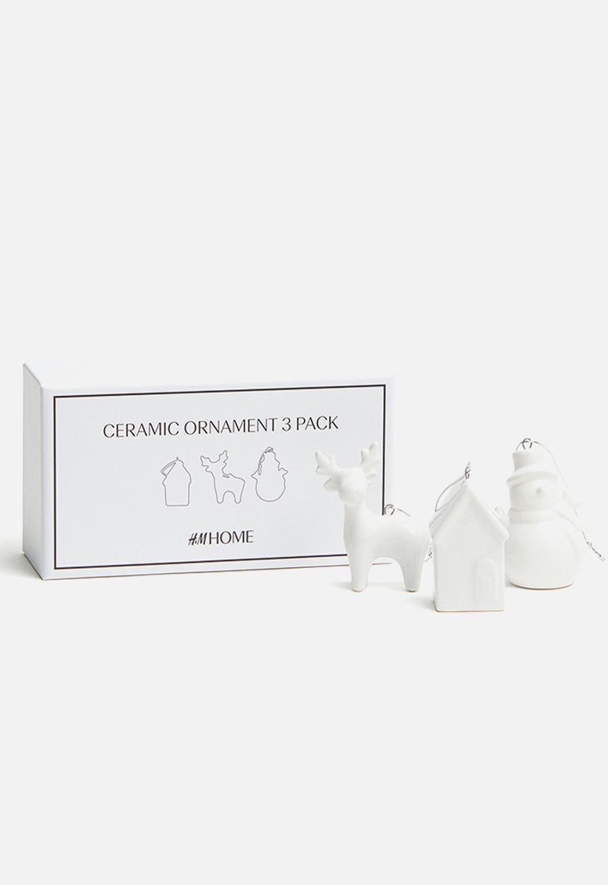 H&M - 3 pack christmas ornaments - white