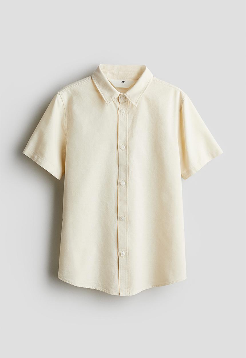 H&M - Short-sleeved cotton shirt - light yellow