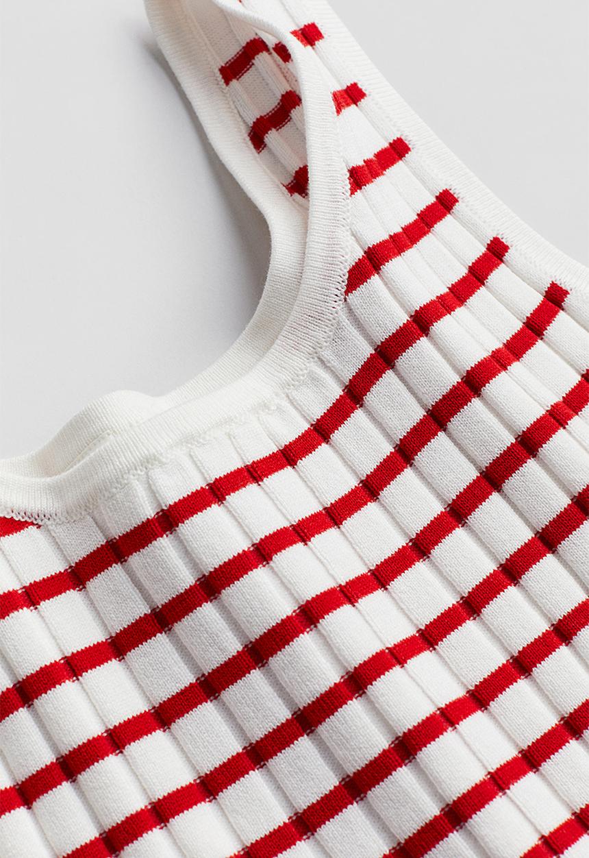 H&M - Rib-knit vest top - red striped