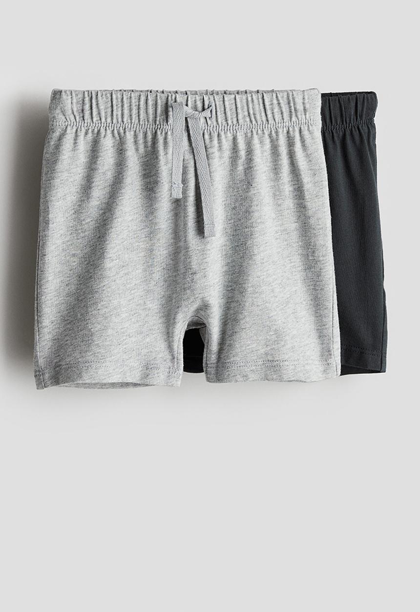 H&M - 2 pack jersey shorts - ight grey & black