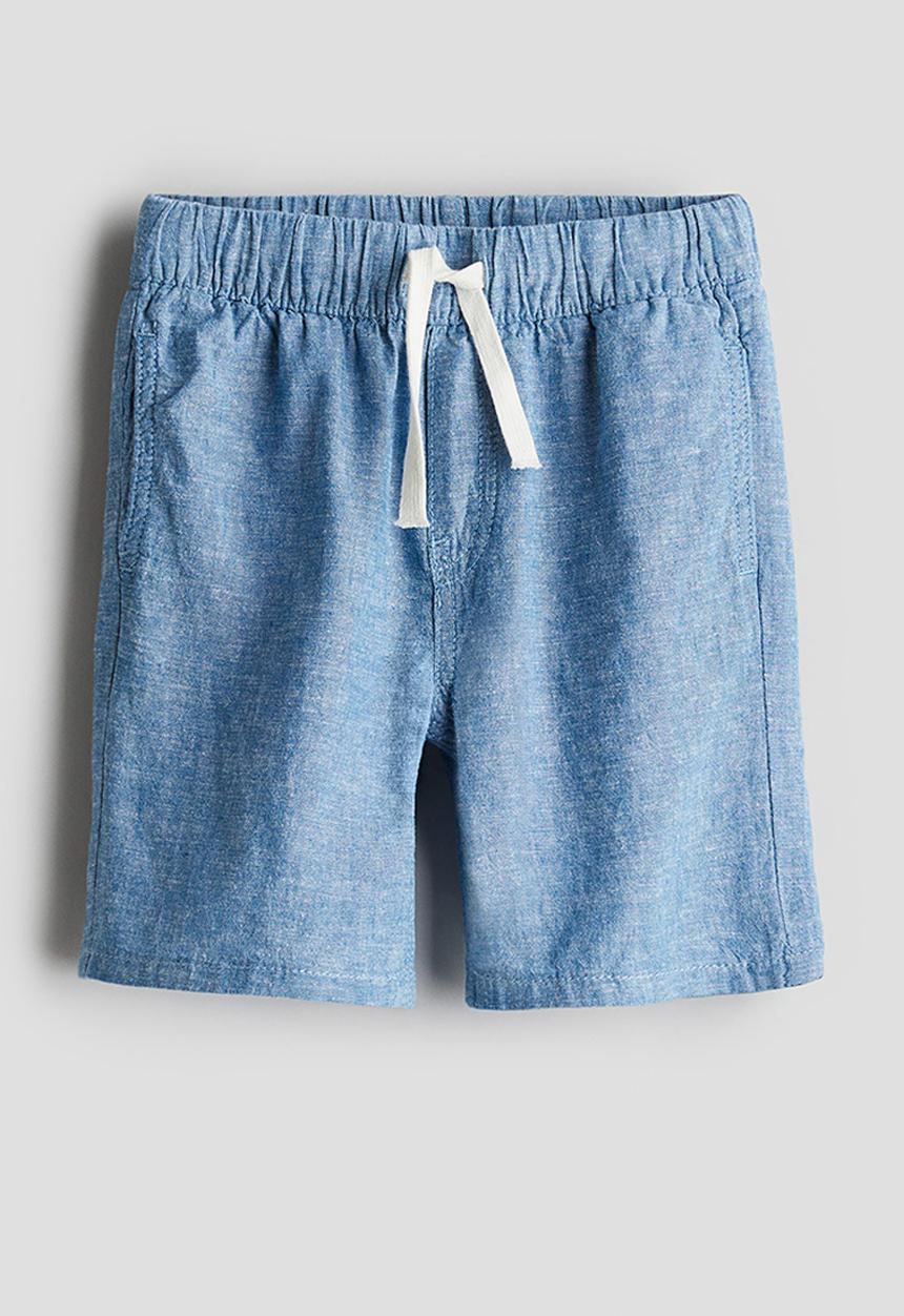 H&M - Linen-blend pull-on shorts - blue