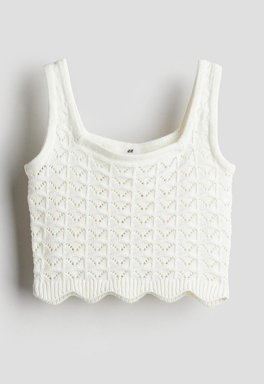 H&M - Textured-knit vest top - white