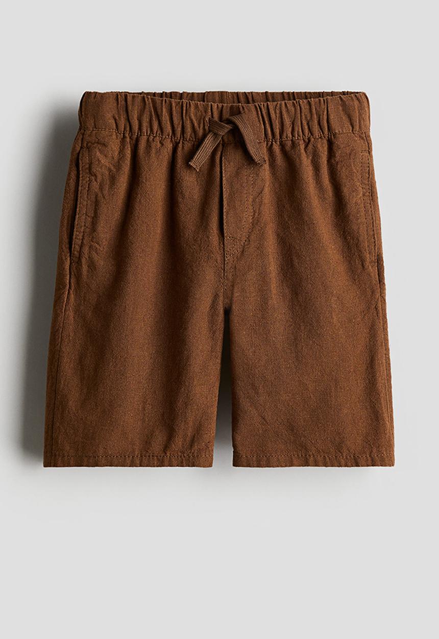 H&M - Linen-blend pull-on shorts - brown