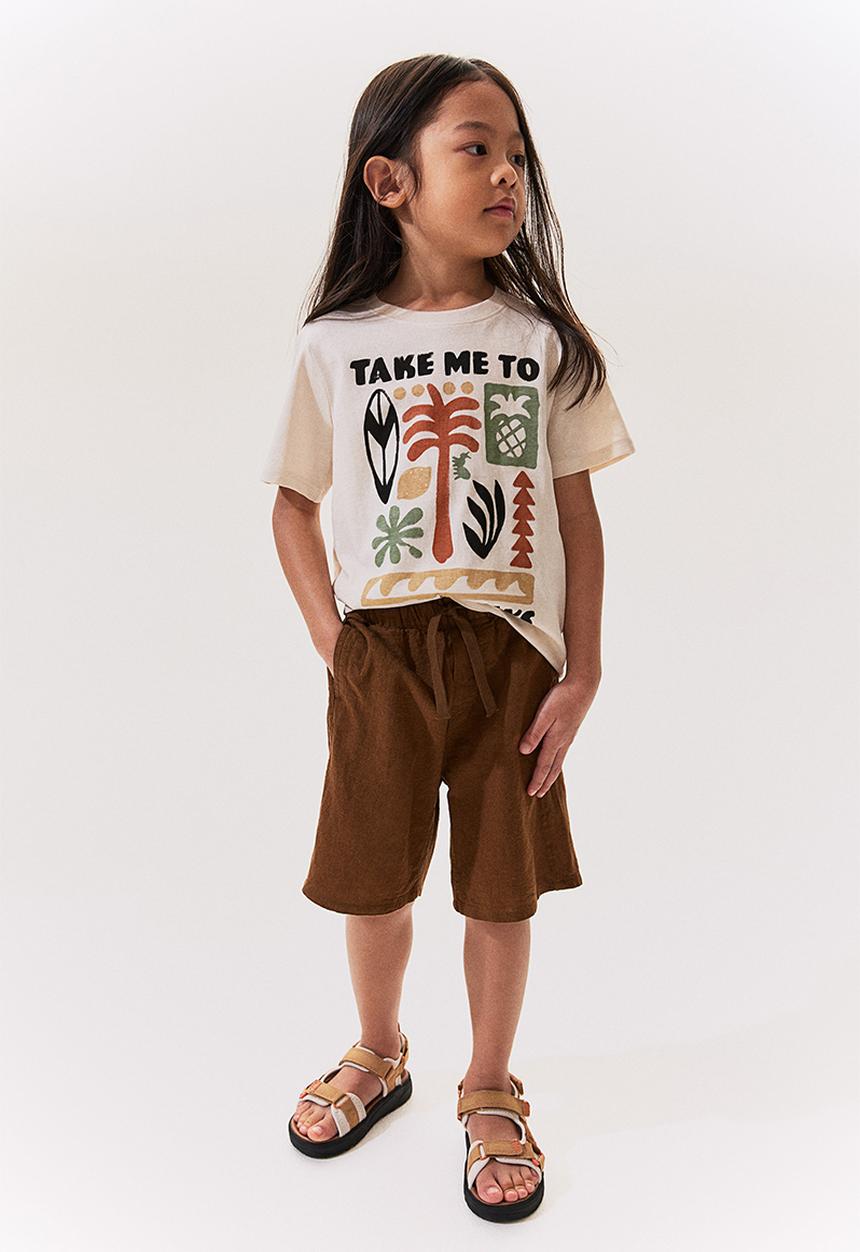 H&M - Linen-blend pull-on shorts - brown