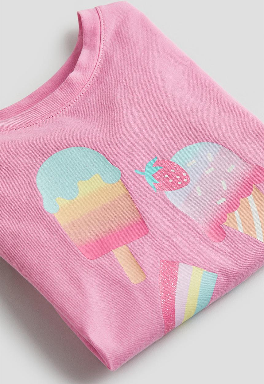 H&M - Printed t-shirt - pink ice cream