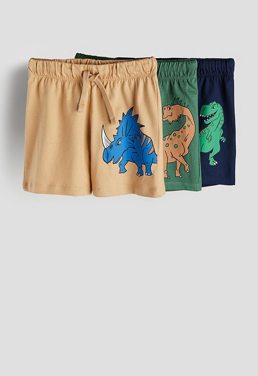 H&M - 3 pack pull-on shorts - dark blue dinosaurs