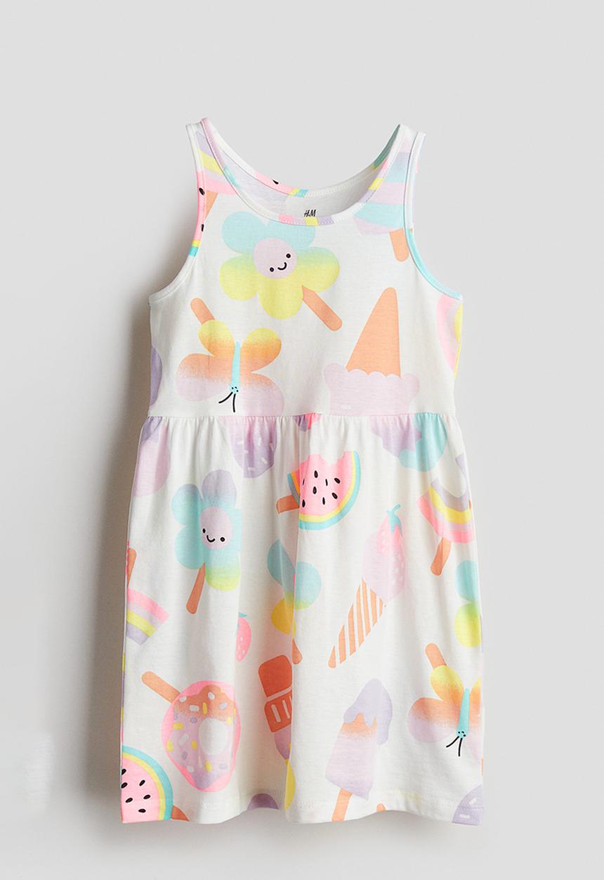 H&M - Patterned cotton dress - white ice lollies