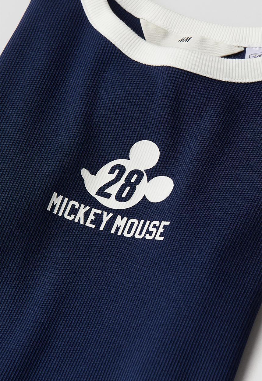H&M - Ribbed t-shirt - navy blue mickey mouse
