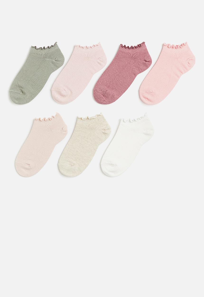 H&M - 7 pack trainer socks - light pink & dark pink 