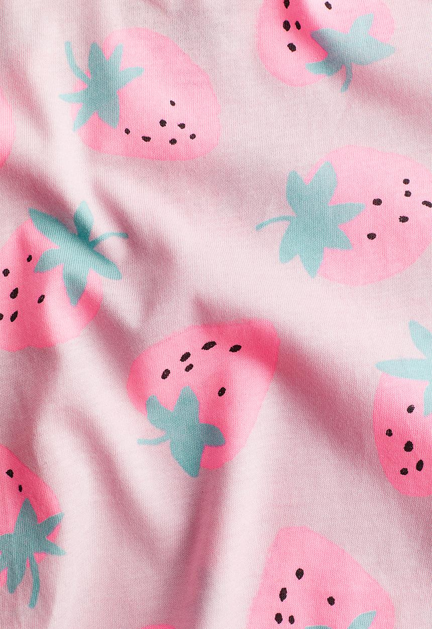 H&M - Frill-trimmed vest top - light pink strawberries
