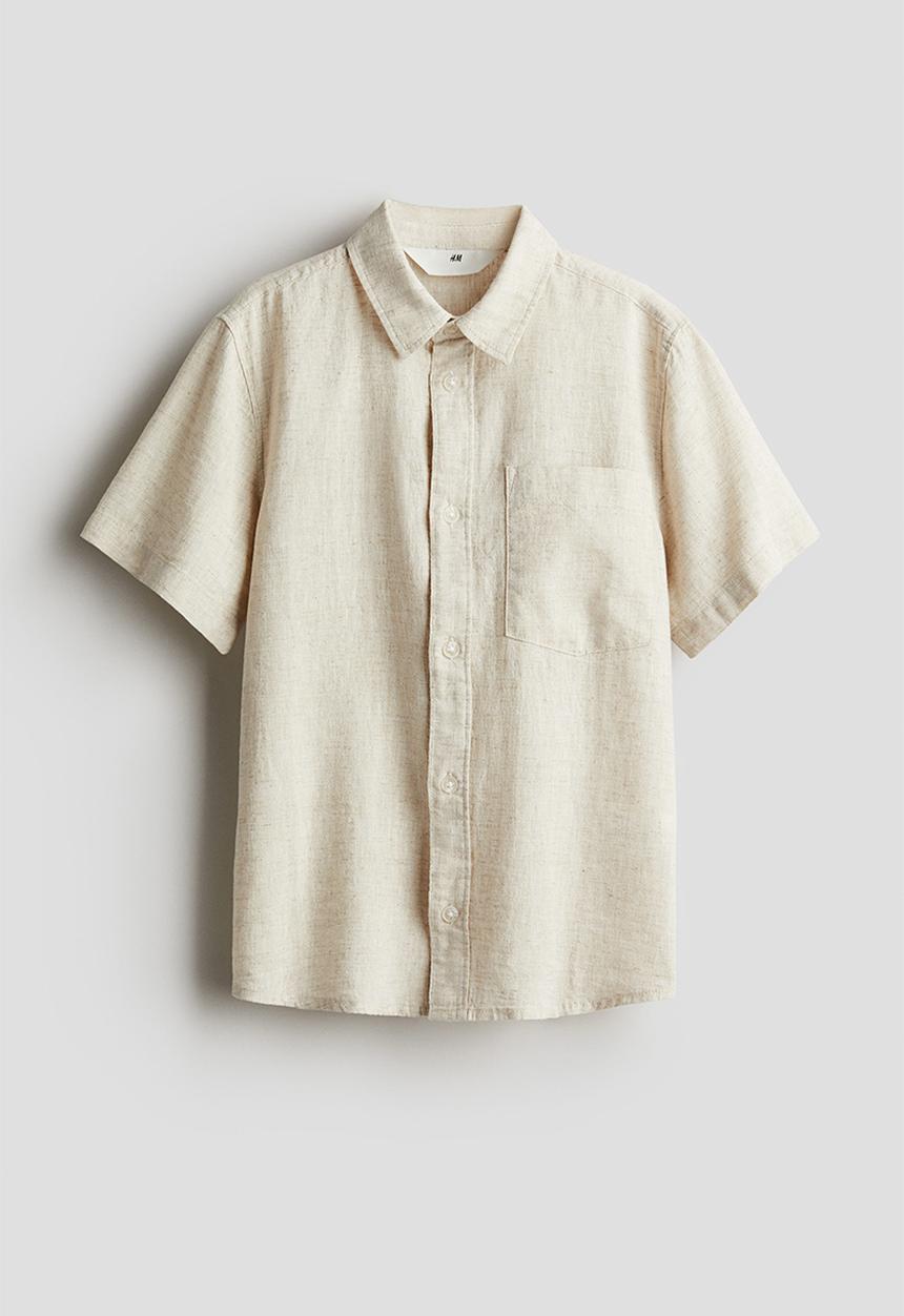 H&M - Short-sleeved linen-blend shirt - ecru