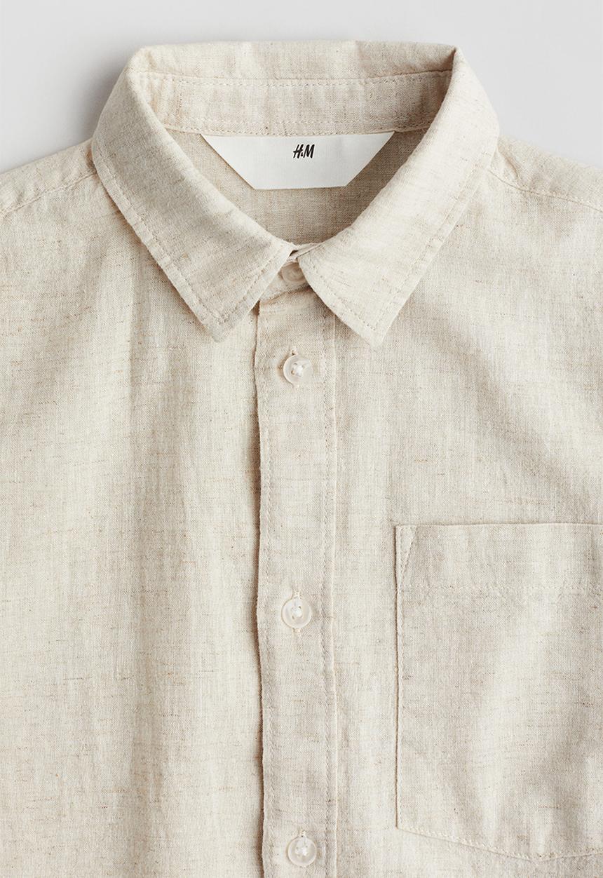 H&M - Short-sleeved linen-blend shirt - ecru