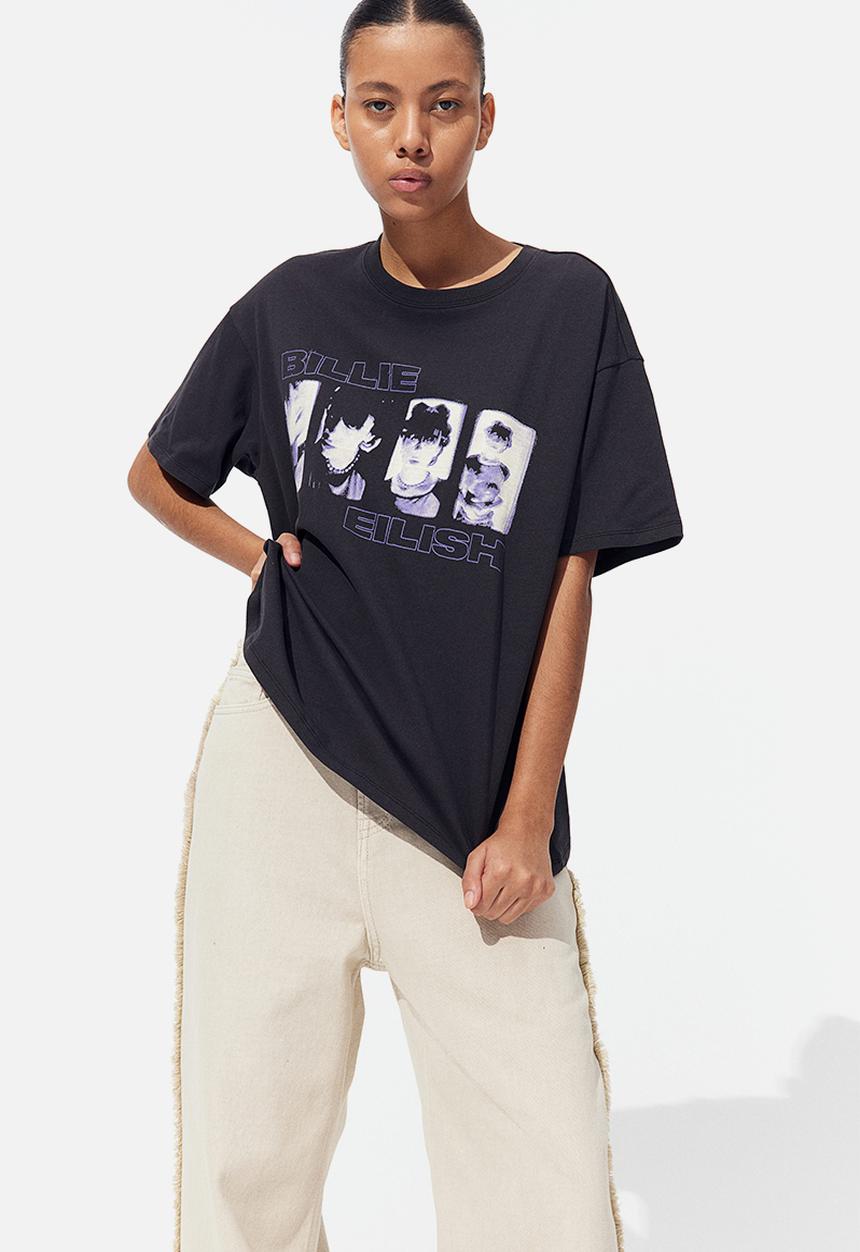 H&M - Oversized printed T-shirt - black billie eilish