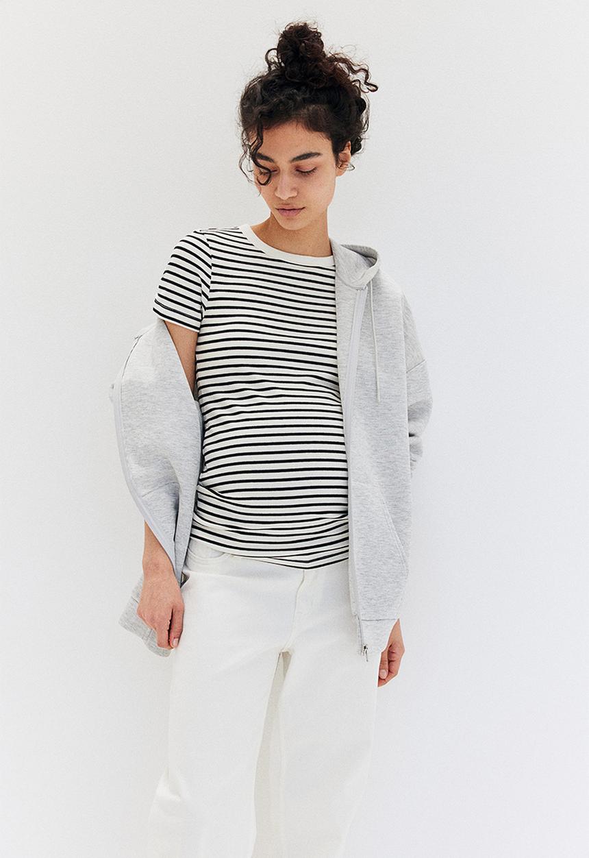 H&M - Mama ribbed top - white & black striped