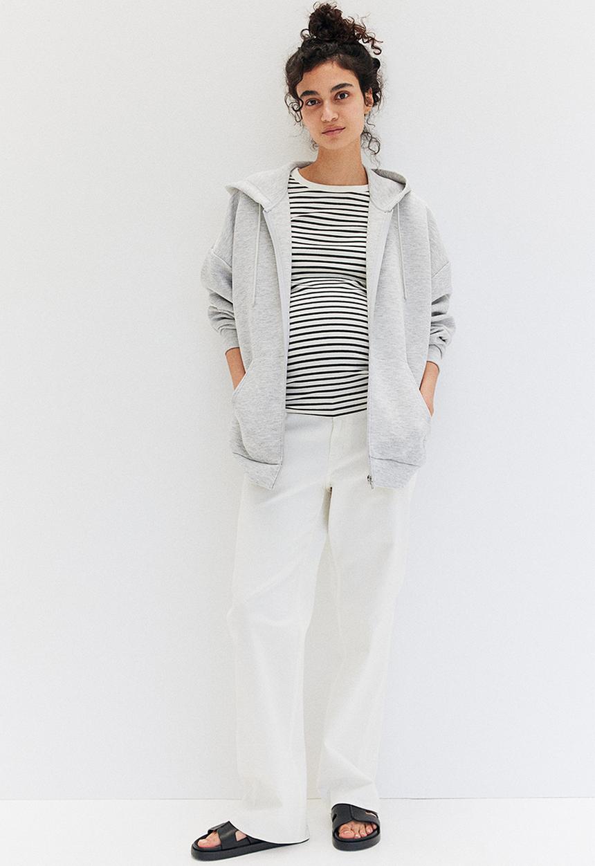 H&M - Mama ribbed top - white & black striped