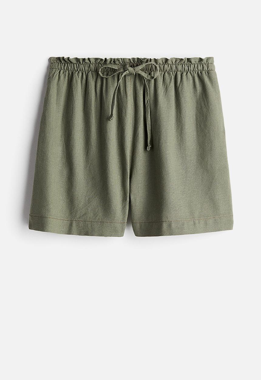 H&M - Linen-blend shorts - khaki green