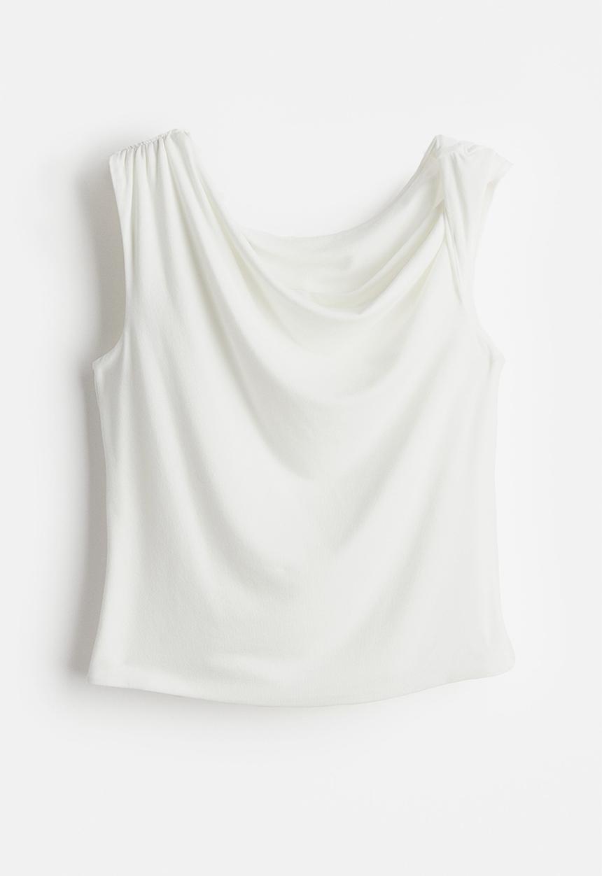 H&M - Twist-detail one-shoulder top - white