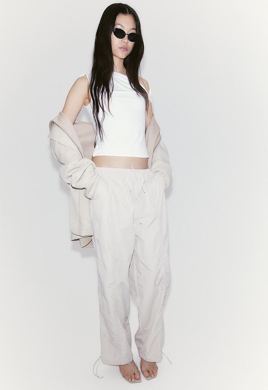 H&M - Twist-detail one-shoulder top - white