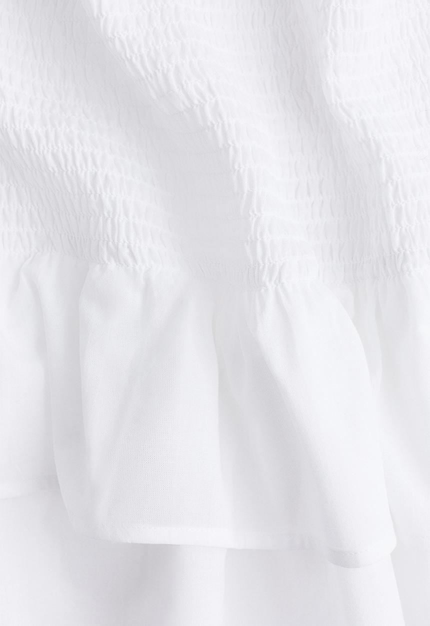 H&M - Smocked-waist tiered skirt - white