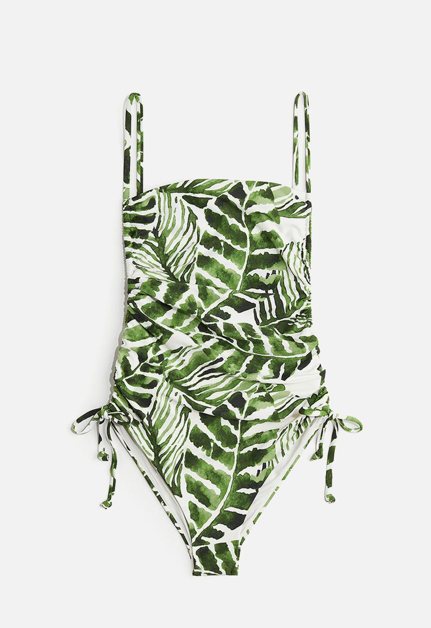 H&M - Drawstring-detail swimsuit - green leaves