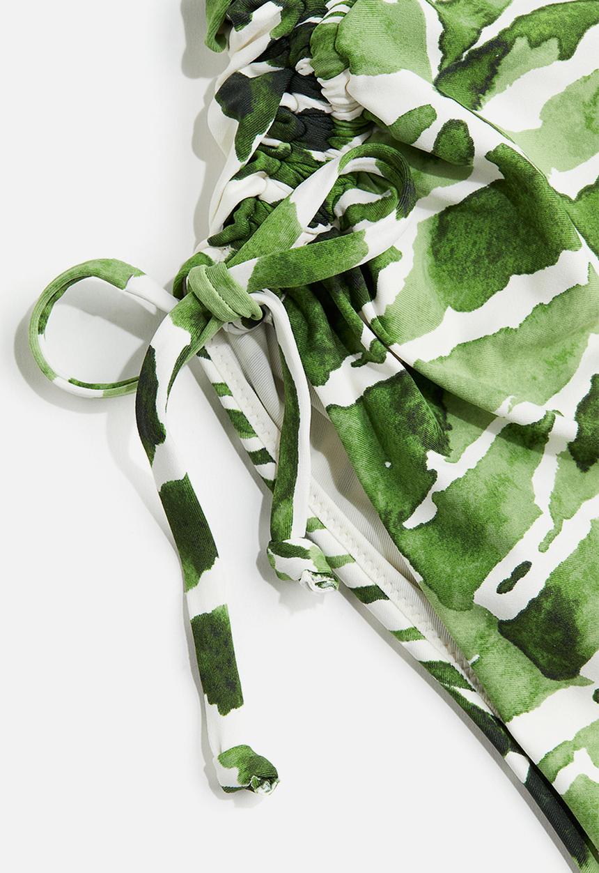 H&M - Drawstring-detail swimsuit - green leaves