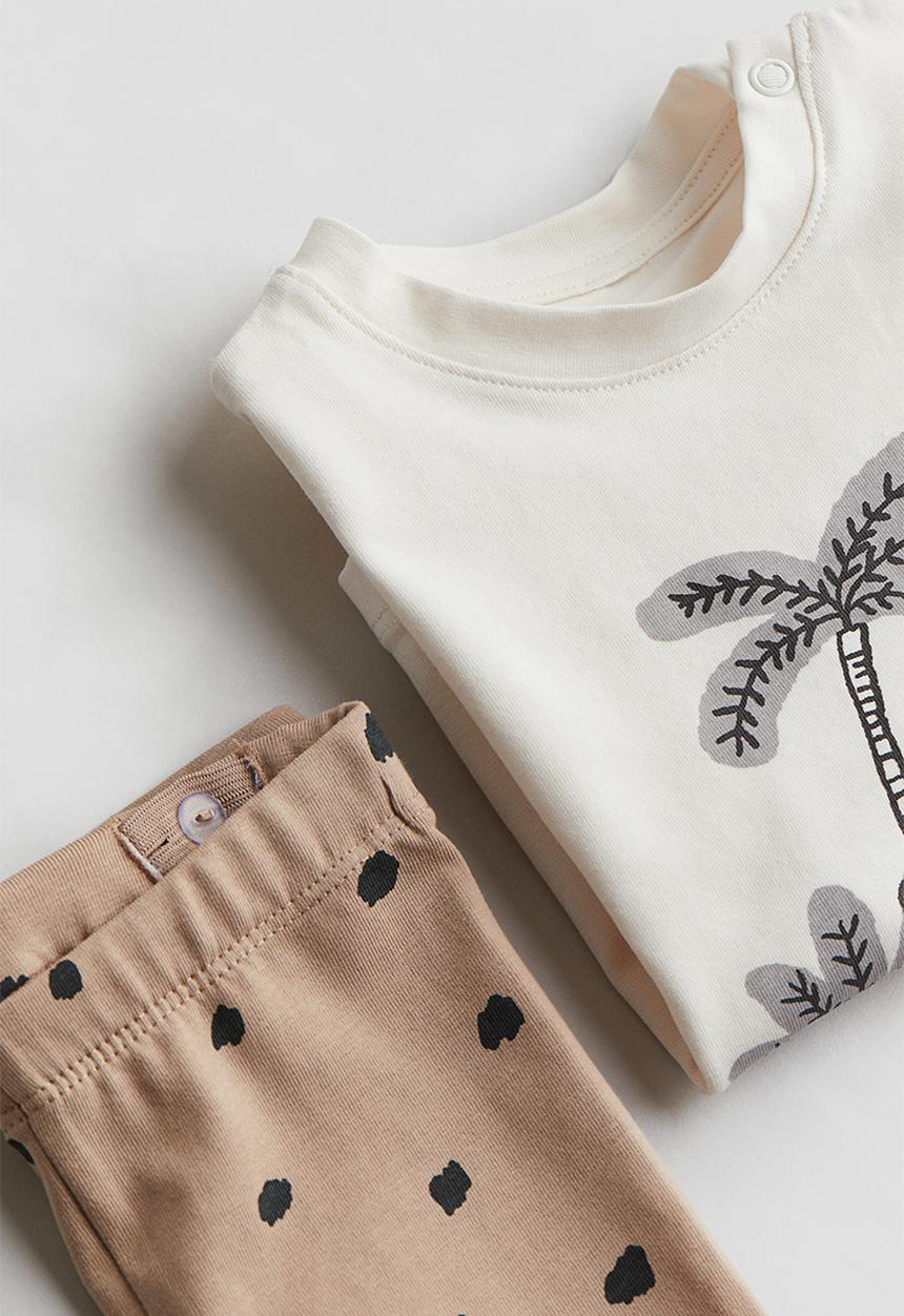 H&M - 2 piece cotton jersey set - beige leopards