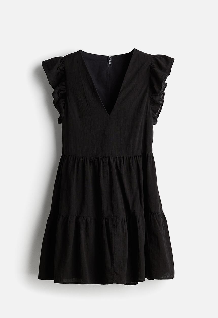 H&M - Flutter-sleeved throw-on dress - black