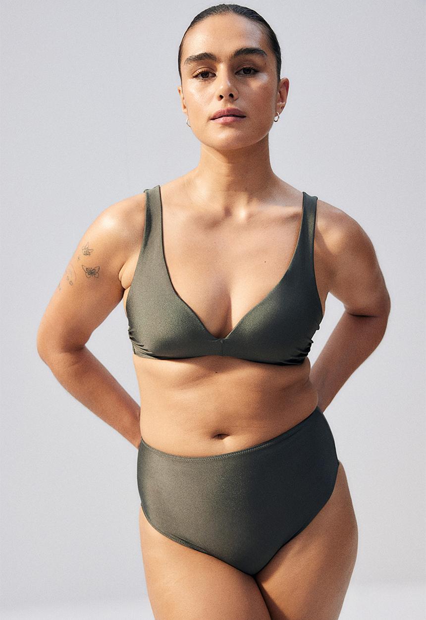 H&M - Push-up bikini top - dark khaki green
