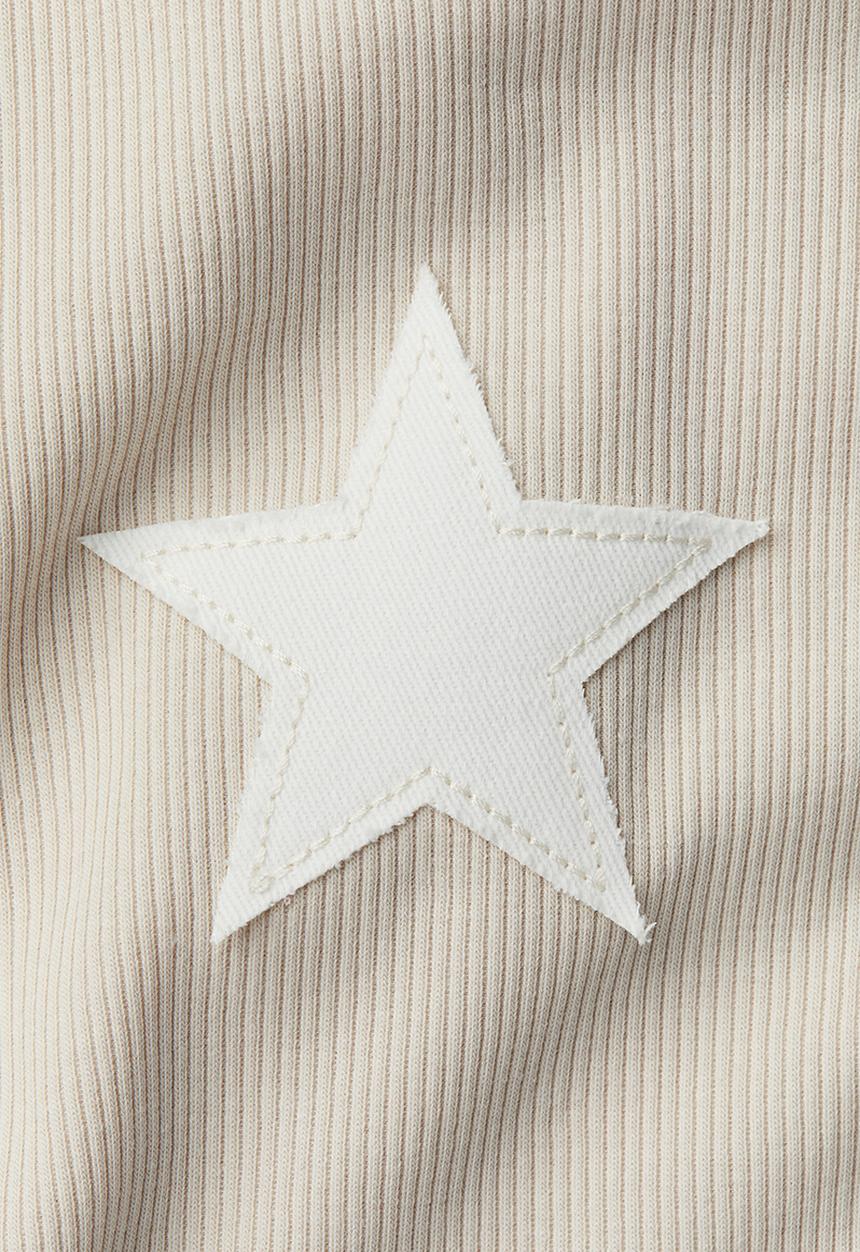 H&M - Ribbed t-shirt - light beige star 