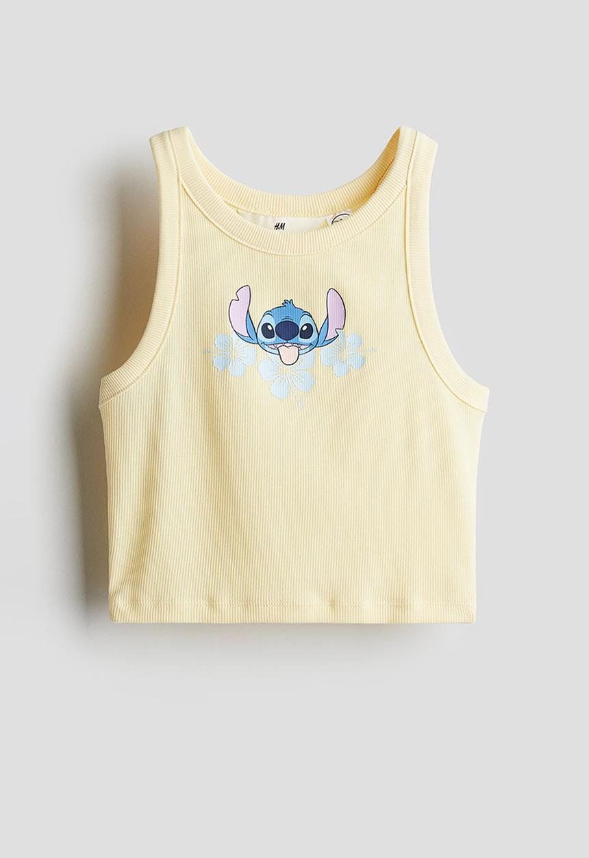 H&M - Ribbed vest top - light yellow lilo & stitch