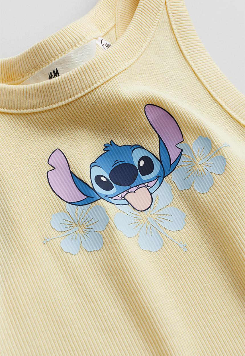 H&M - Ribbed vest top - light yellow lilo & stitch