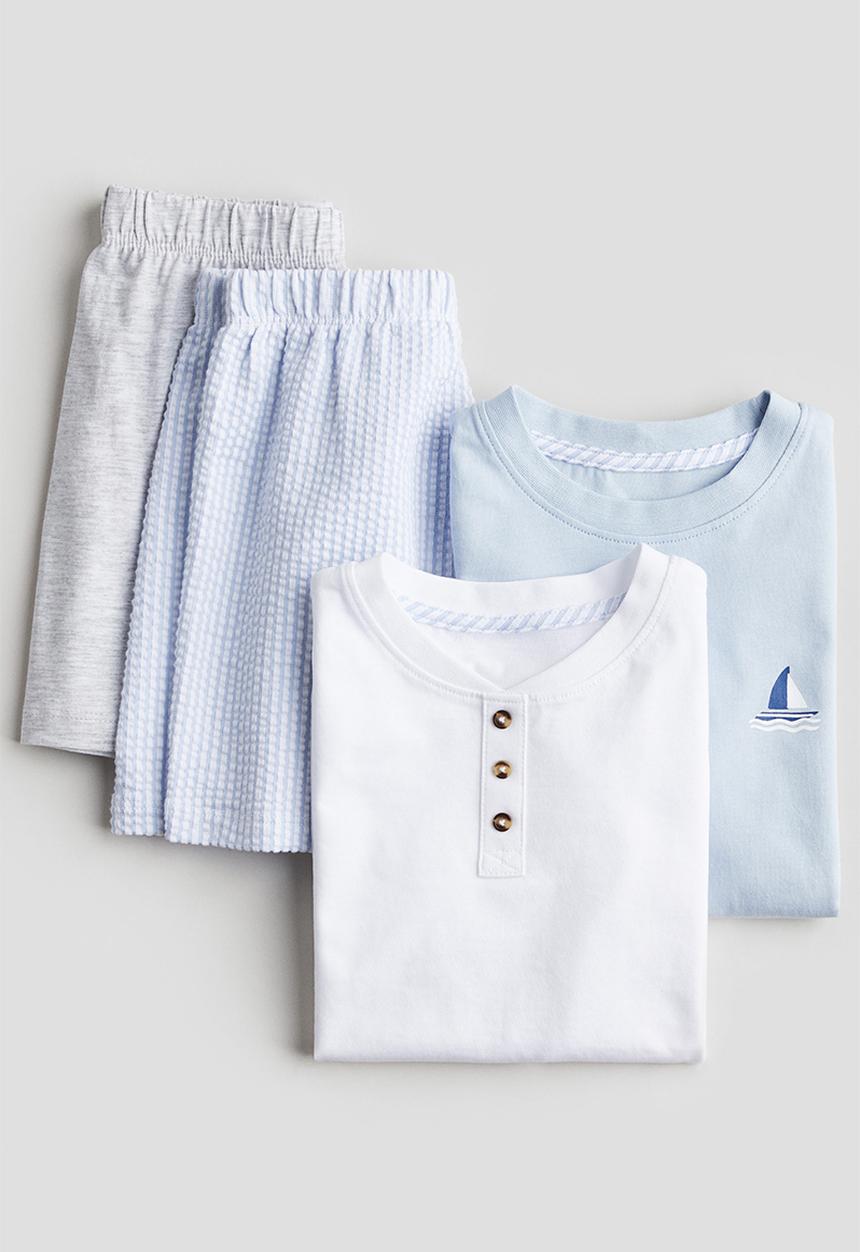 H&M - 2 pack printed pyjamas - light blue sailing boat
