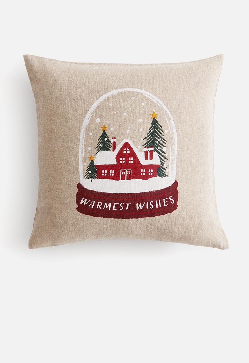 H&M - Linen-blend cushion cover - light beige warmest wishes